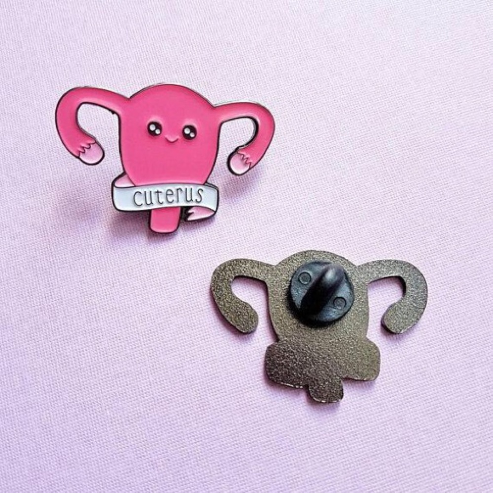 Feminist cute uterus enamel pin brooch
